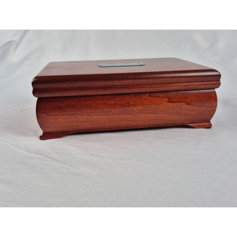 Eureka Reed & Barton Mahogany Jewelry Box Lift-Out Tray Made USA Velvet Lined